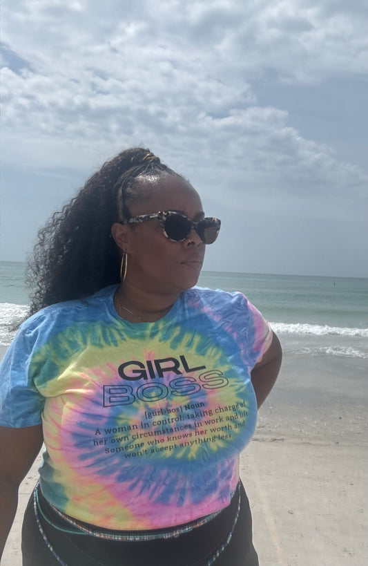 Girl Boss tie dye crop top