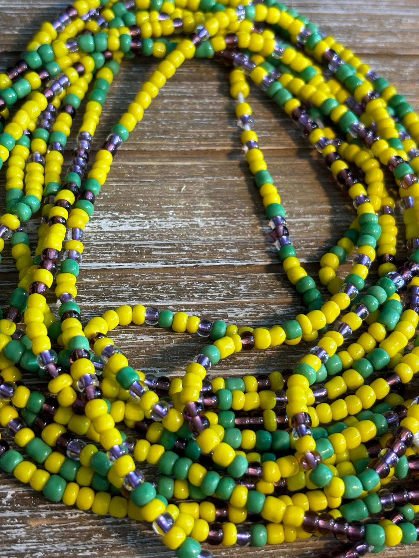 Mardi Gras celebration waistbead strand
