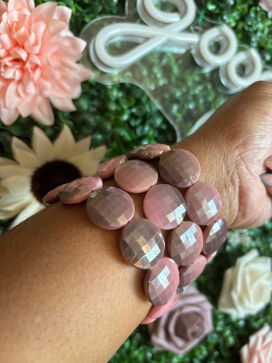 Women’s pink and grey beaded bracelet set